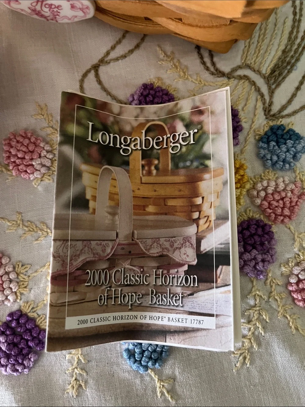Longaberger 2000 Horizon of Hope Basket  #17787 Complete Set Lid Liner Extras